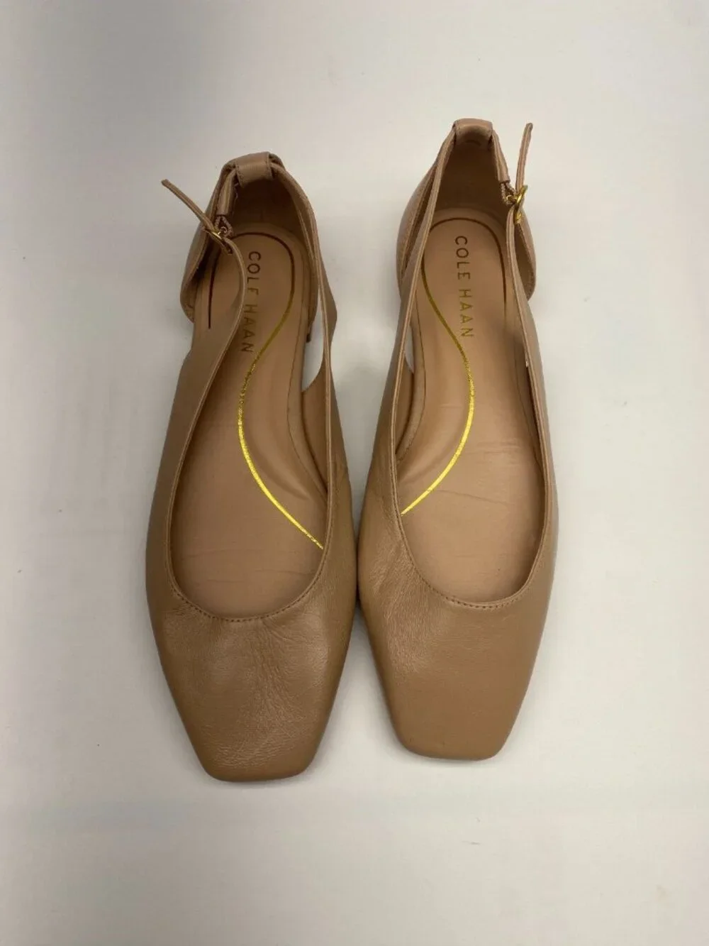 Cole Haan Womens Bria Cutout Flat In Brush Square Toe Leather Flat Sz 6 B